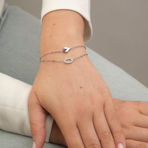 Armband fancy hart met roze steen