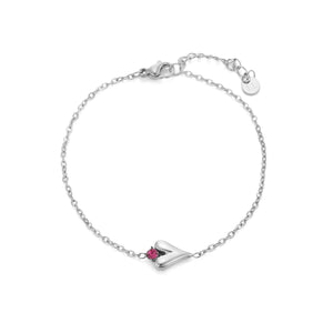 Armband fancy hart met roze steen