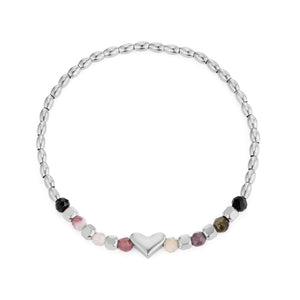 Armband gekleurde kralen hart stretch
