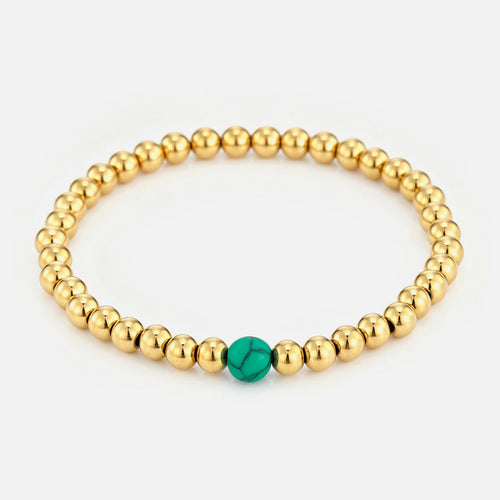 Green natural stone stretch bracelet