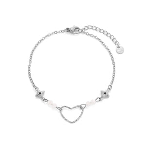 Armband hartje sterren zilver