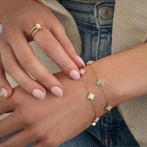 Armband klaver gold/white