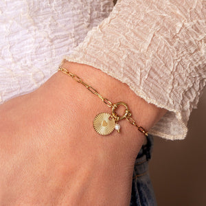 Armband munt en parel goud