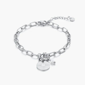 Armband munt en parel zilver