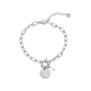 Armband munt en parel zilver