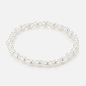 Stretch bracelet with oval pearls - Default Title