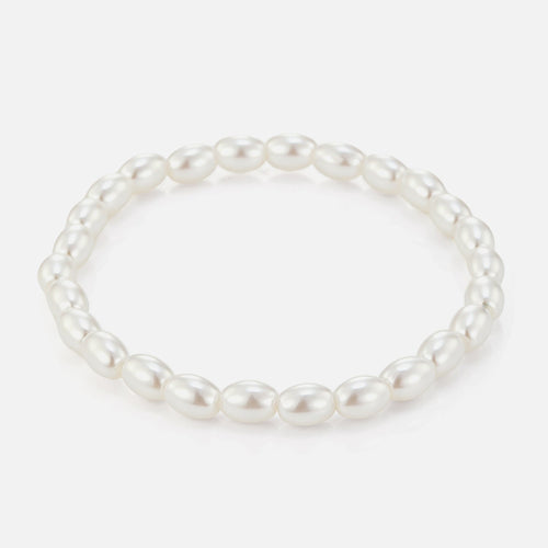 Armband ovale parels stretch