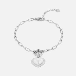 Armband parel hart zilver