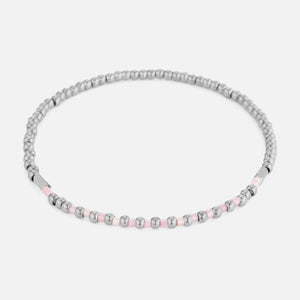 Armband roze kralen stretch zilver