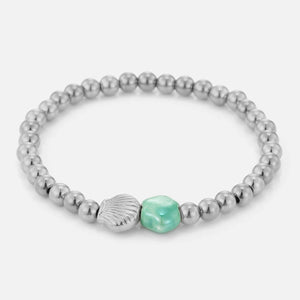 Shell bracelet with turquoise stone stretch