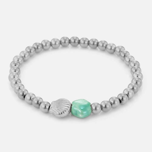 Armband schelp met turquoise steen stretch