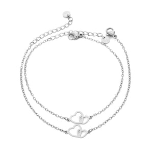 Armband set connected hartjes