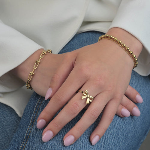 Armband stretch bolletjes goud