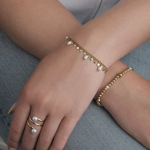 Armband stretch parel goud