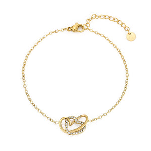 Armband verbonden hart steentjes goud