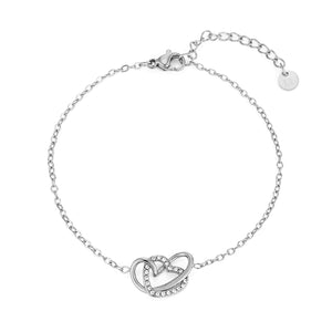 Armband verbonden hart steentjes