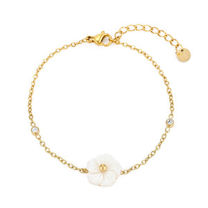 Armband witte bloem goud
