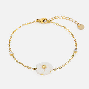 Armband witte bloem goud