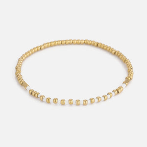 Armband witte kralen stretch goud