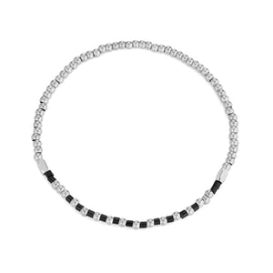 Armband zwarte kralen stretch