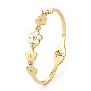 Luxe floral bangle with rhinestones