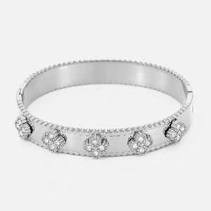 Luxury clover bangle with zirconia