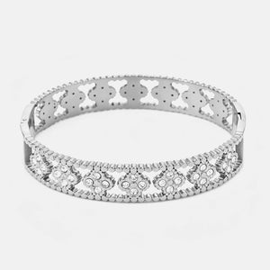Luxury bangle with rhinestone clovers
