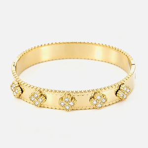 Luxury clover bangle with zirconia - Goud