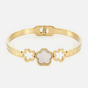 Open bangle and luxury flowers - Goud