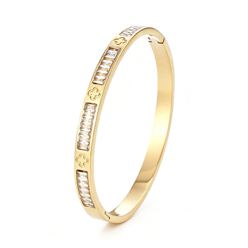 Rhinestone and clover bangle