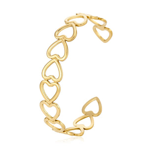 Bangle verbonden hartjes goud