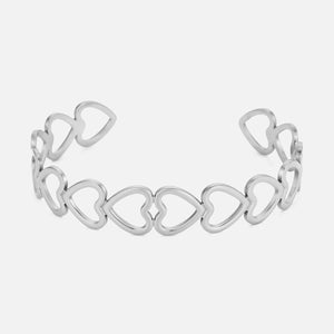 Bangle verbonden hartjes zilver