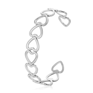 Bangle verbonden hartjes zilver