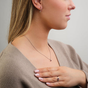 Birthstone ketting zilver