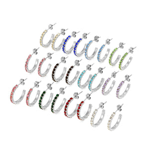 Birthstone oorbellen zilver