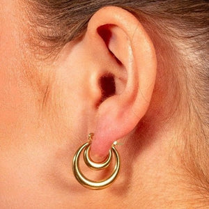 Dubbelen lux oorring goud