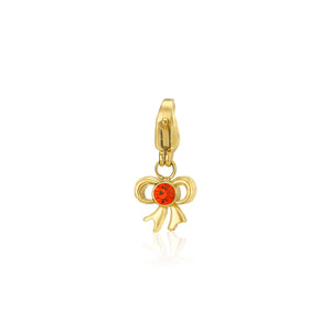 DYO Strikje met rood steentje goud