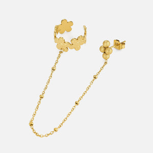 Ear cuff ketting bloemen goud
