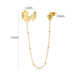 Ear cuff ketting bloemen goud
