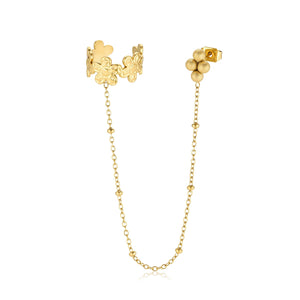 Ear cuff ketting bloemen goud
