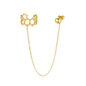 Ear cuff ketting bolletjes goud