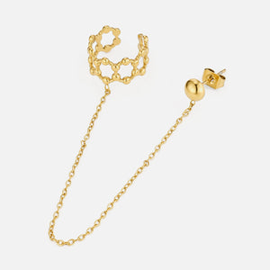 Ear cuff ketting bolletjes goud