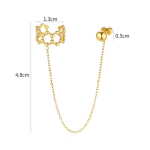 Ear cuff ketting bolletjes goud