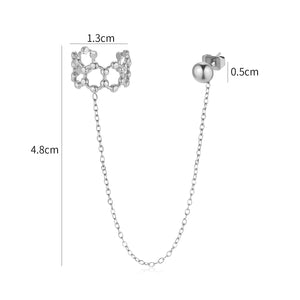 Ear cuff ketting bolletjes zilver