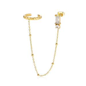 Ear Cuff ketting steentjes goud