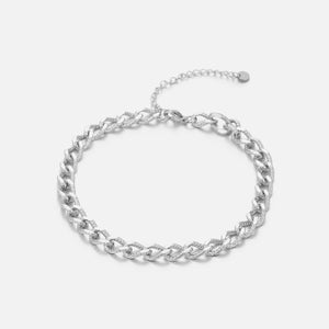 Enkelband fancy cuban - Zilver