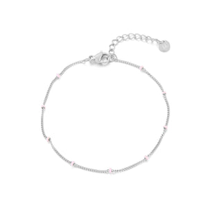 Fijne bolletjes armband zilver/roze