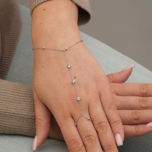 Hand Chain steentjes zilver