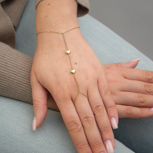 Hand Chain hartjes goud