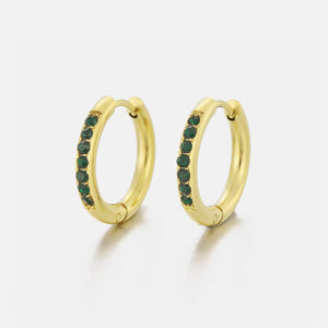 Hoops met steentjes groen/goud